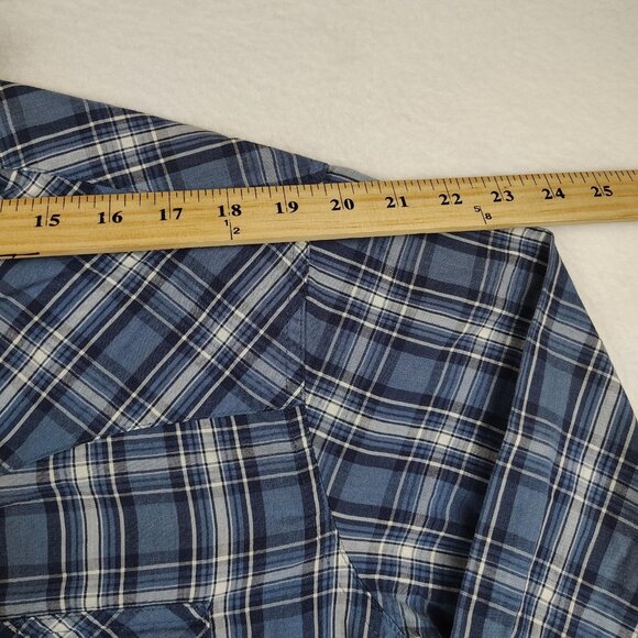 Wrangler Wrancher Pearl Snap Plaid Shirt Mens Large Western Rodeo - Picture 7 of 8